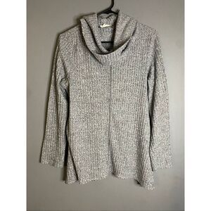 Carol Rose Gray Ribbed Cowl Neck Sweater Size Large